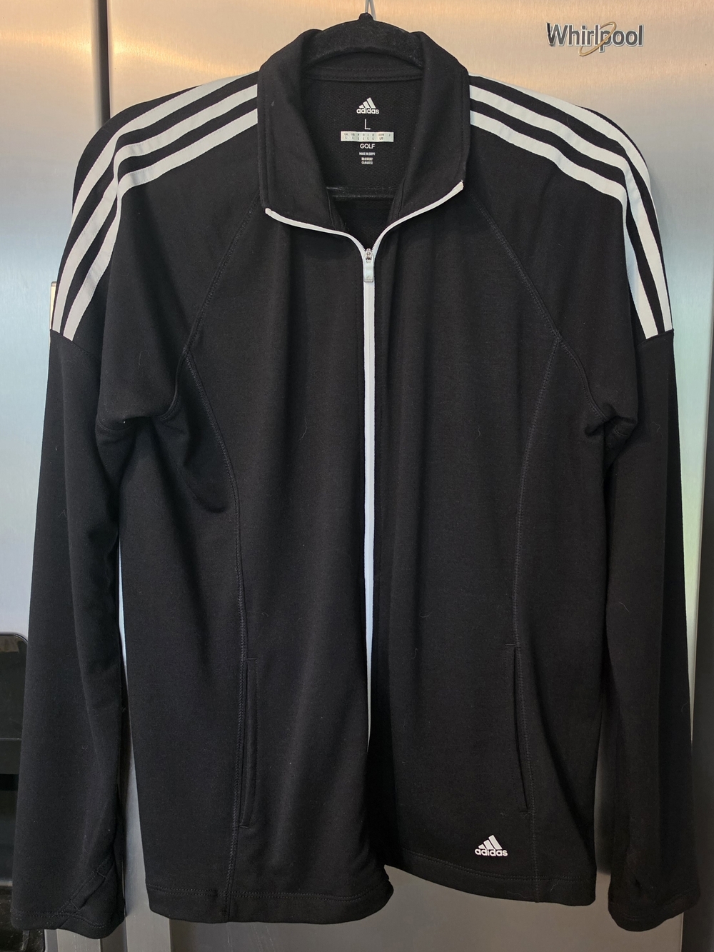 Adidas Black Track Jacket with White Stripes
